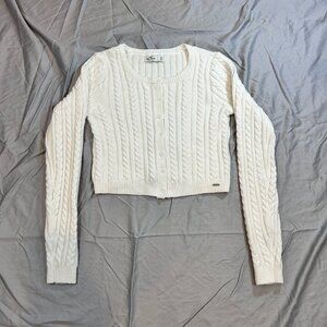 Hollister Women's Cable Knit Button Up Sweater Size Medium